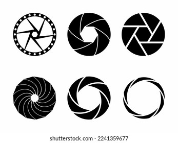Camera lens shutter icon illustration. Stock vector collection.