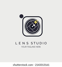 Plantilla de diseño del logotipo del estudio de lente de cámara para marca o empresa y otros