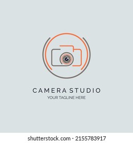 Camera lens studio logo design template for brand or company and other