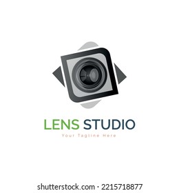 Camera lens studio photography logo design template for brand or company and other