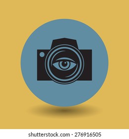 Camera lens symbol, vector illustration
