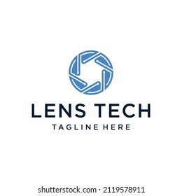 Camera lens technology logo design	