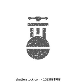 Camera lens tool icon in grunge texture. Vintage style vector illustration.