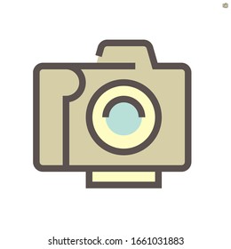 Camera and lens  vector icon design, 48x48 pixel perfect and editable stroke.