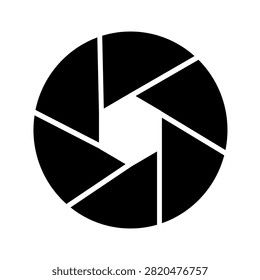Camera lens vector icon with light reflection for professional photography optics, camera shutter focus, and video zoom symbol in minimalist line art style