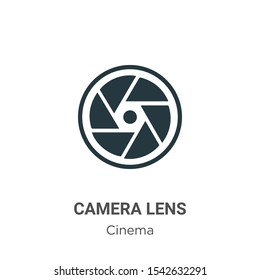 Camera lens vector icon on white background. Flat vector camera lens icon symbol sign from modern cinema collection for mobile concept and web apps design.
