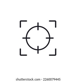 Camera lens vector icon on white background.