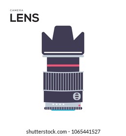 Camera lens vector illustration symbol object. Flat icon style concept design