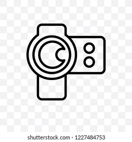 camera lens vector linear icon isolated on transparent background, camera lens transparency concept can be used for web and mobile