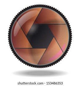 Camera lens. White background. File contains objects with transparency