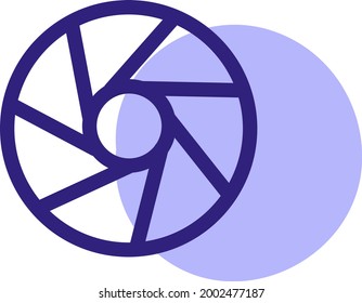 Camera lense, illustration, vector on a white background.