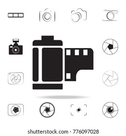 Camera lent icon with shadow. Set of Photo elements icon. Photo camera quality graphic design collection icons for websites, web design, mobile app on white background