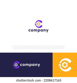 logotipo de la letra c de la cámara en un vector de ilustración moderno