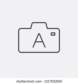 Camera with letter A icon, camera symbol. Modern simple outline vector icon for web site or mobile app