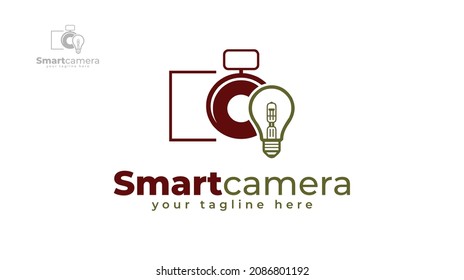 Camera light bulb logo design. vector