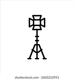 Camera Lighting outline icon, Lighting black line illustration