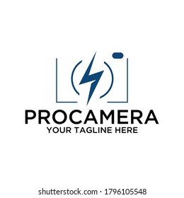 camera and lightning logo - the photographic logo of the storm and lightning