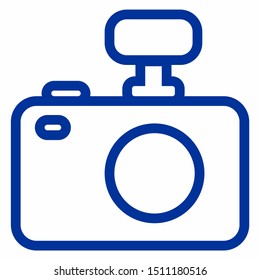 Camera with ligth icon. outline style icon. customable, resizeable, change color. 
