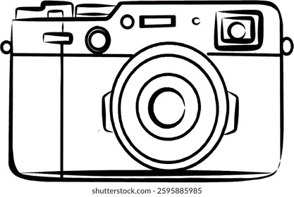  Camera line art, Hand drawn vector