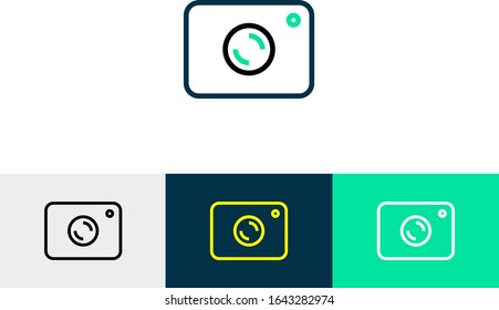 Camera line art icon vector 
