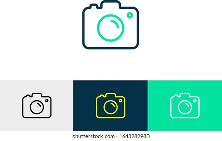 Camera line art icon vector 