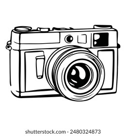 camera line art vector sketch	