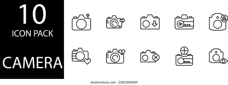 camera line Editable Icons set, The simple yet elegant camera line icon design provides a professional look for creative projects.