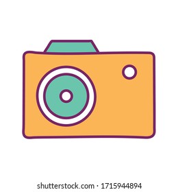 Kameralinie und Stil-Icon-Design, Gadget-Technologie-Fotoapparat Digitale Fotofokus und elektronische Vektorillustration Illustration