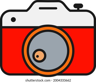 Camera Line Filled Vector Icon Design

