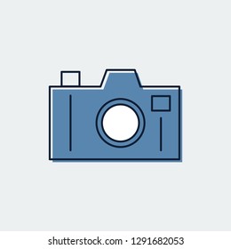 Camera Line Flat Icon.Graphic Design.Isolated On White Background.Vector