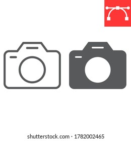 Camera line and glyph icon, ui and button, photography sign vector graphics, editable stroke linear icon, eps 10