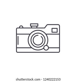 Camera line icon concept. Camera vector linear illustration, symbol, sign