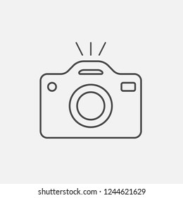 Camera line icon digital camera with flash