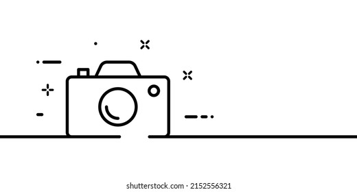 Camera line icon. Film, digital camera. Photo, video. Media concept. One line style. Vector line icon for Business and Advertising.