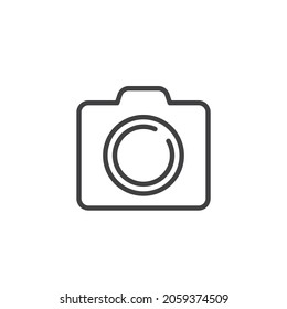 Kamerazeilensymbol. lineares Stilzeichen für mobiles Konzept und Webdesign. Vektorsymbol der Kamera. Symbol, Logo-Abbildung. Vektorgrafik
