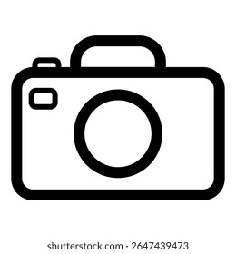 Camera line icon, minimalist illustration, outline design for photography, technology and digital media, simple camera symbol icon