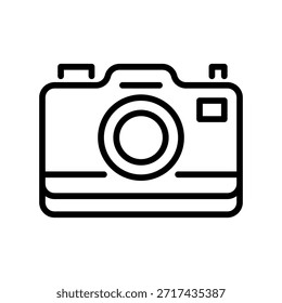 Camera Line Icon, Outline Symbol for Photography Capture, Video Recording, Digital Imaging, Artistic Hobby, and Surveillance Tool. Vector Sign Icon.