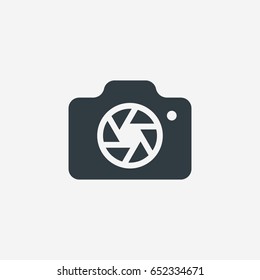 Camera line icon, outline vector illustration, linear pictogram isolated on gray