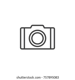 Camera line icon, outline vector sign, linear style pictogram isolated on white. Photo camera symbol, logo illustration. Editable stroke