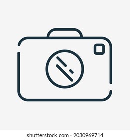 Camera Line Icon. Photo Camera Linear Icon. Editable Stroke. Isolated Vector Illustration.