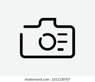 Camera Line Icon. Photo Photography Gallery Picture Pics Image Capture Flash Film Sign Symbol Black Artwork Graphic Illustration Clipart EPS Vector