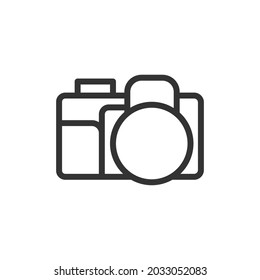 Camera line icon, sign or symbol. Premium pictogram in trendy outline style. Camera pixel perfect vector icon isolated on a white background. 