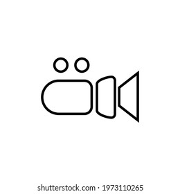 Camera line icon. Simple style movie festival event poster background symbol. Live video button. Logo design element. T-shirt printing. Vector for sticker.