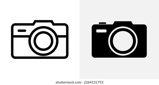 Camera line icon stroke vector photo outline logo. Photography pictogram camera web symbol