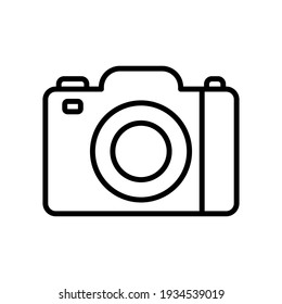 Camera line icon. Studio camera for photographer outline symbol. Vector isolated on white.