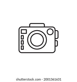 Camera line icon. Studio camera for photographer outline symbol. Vector isolated on white.