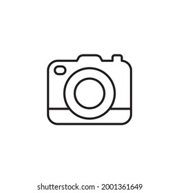 Camera line icon. Studio camera for photographer outline symbol. Vector isolated on white.