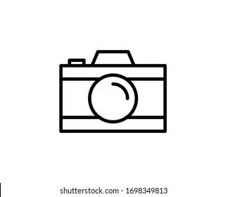 Icono de línea de cámara. Símbolo vectorial en estilo plano y moderno sobre fondo blanco. Canto web para diseño.