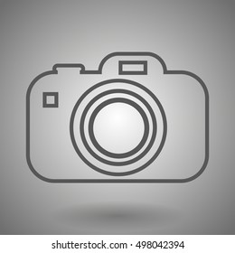 Camera line icon for web, mobile and infographics. Vector dark grey icon isolated on light grey background