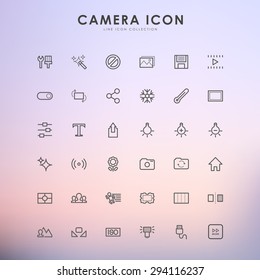 camera line icons on gradient background